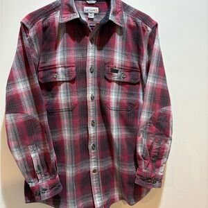 Carhartt Red and Gray Plaid Shirt heavy cotton